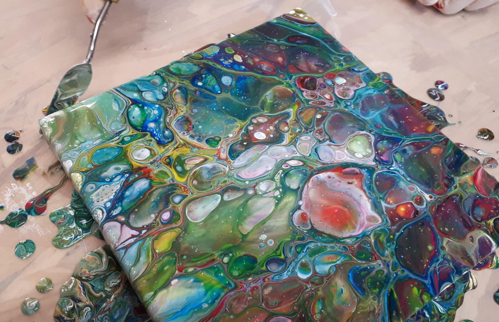 acrylique pouring technique flip cup painturoo 8